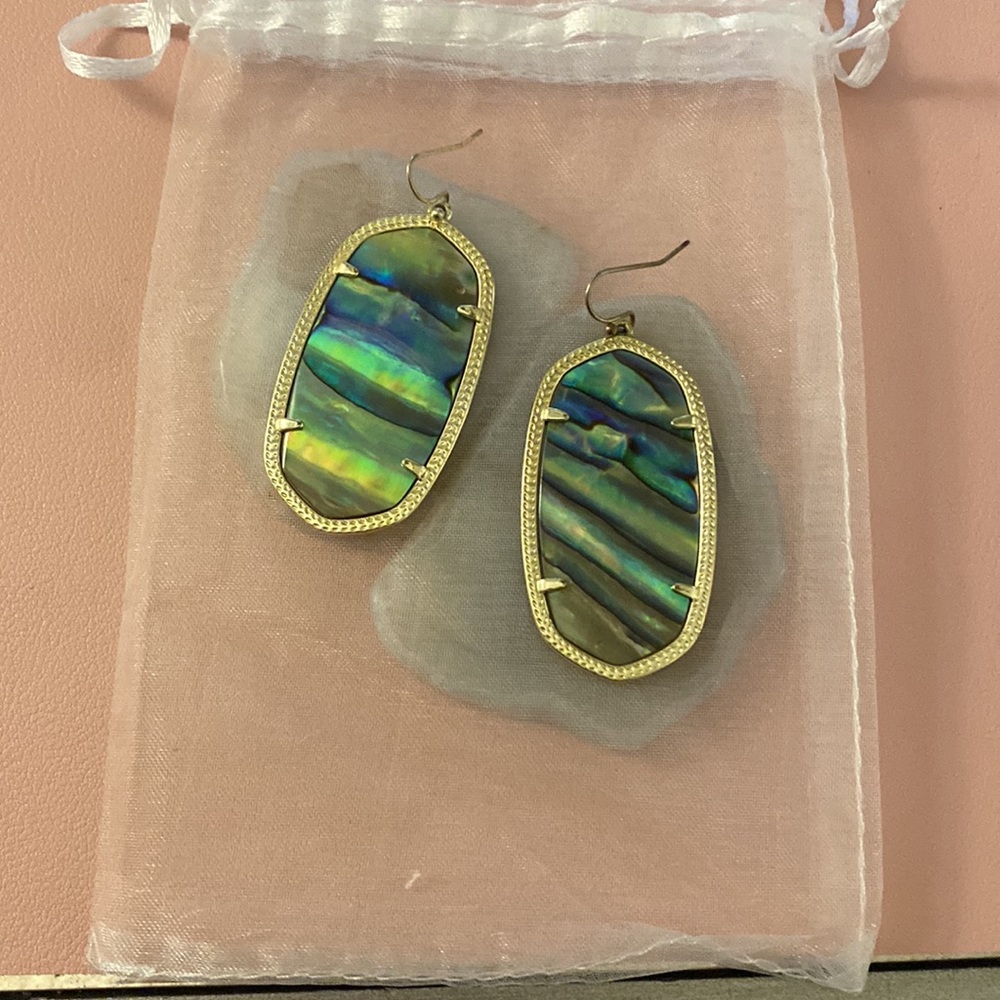 Kendra Scott Danielle Gold Statement Earrings in Abalone Shell